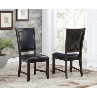 Abbyson Clarkston Espresso Finish Rubberwood and Leather Dining Chair (Set of 2)