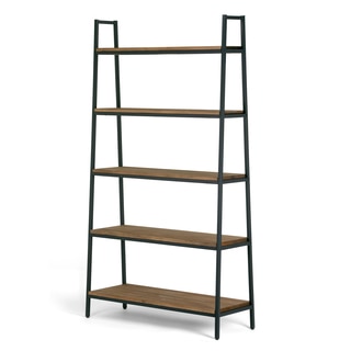 Ailis Brown Pine Wood Metal Frame 71.5-inch 5-shelf Etagere Bookcase and Media Tower