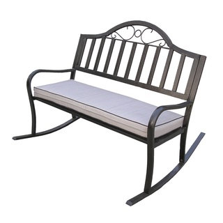 Oakland Living Corporation Hometown Brown Iron Cushioned Rocking Bench