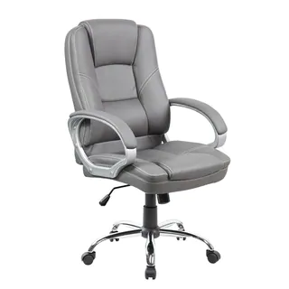 Executive Mid-back Grey Faux Leather Office Chair