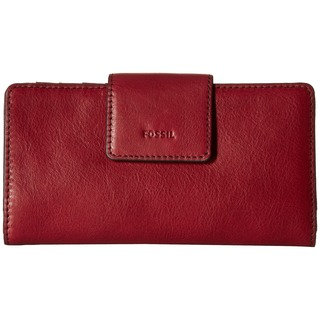 Fossil Emma Wine-colored Leather RFID Tab Clutch Wallet
