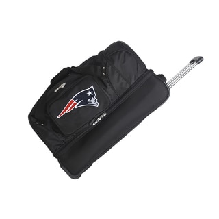 Denco Sports 'New England Patriots' Black 27-inch Drop-bottom Rolling Duffel Bag
