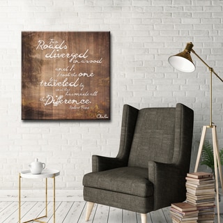 Robert Frost - 'Road Traveled' Inspirational Canvas Art by Olivia Rose
