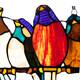 River of Goods Birds on a Wire 9.25-inch Stained Glass Window Panel