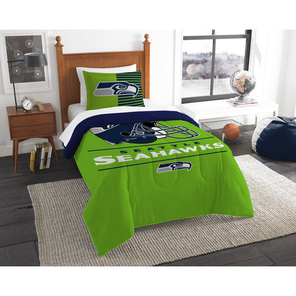 The Northwest Company NFL Seattle Seahawks Draft Green, Blue, and White Twin 2-piece Comforter Set