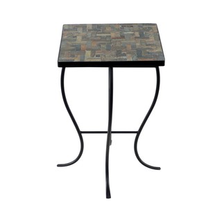 Mosaic Tile Square Side Table with Metal Base