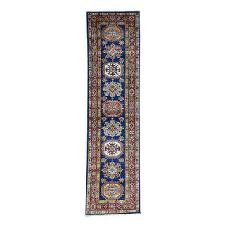 Hand-knotted Tribal Design Runner Super Kazak Oriental Rug (2'6 x 9'8)