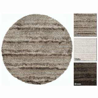 Artist's Loom Hand-Woven Contemporary Solid Pattern Shag Rug (7'9" Round)