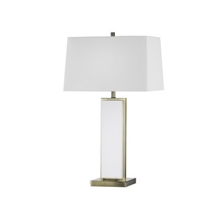 Bounded Weathered Brass White Gloss Table Lamp