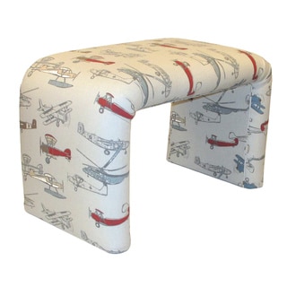 Dozydotes End of Bed Bench in Vintage Airplane Print Cotton
