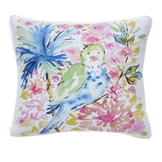 Dena Home Chinoiserie Garden Square Tropical Bird Decorative Throw Pillow