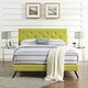 Terisa Wheatgrass Fabric Upholstered Platform Bed  with Round Splayed Legs