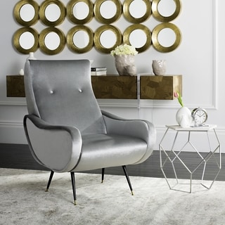 Safavieh Mid-Century Modern Elicia Velvet Light Grey Accent Chair