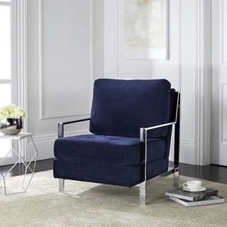 Safavieh Modern Walden Tufted Blue Velvet Accent Chair