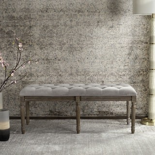 Safavieh Rocha French Brasserie Tufted Traditional Rustic Wood Grey Bench