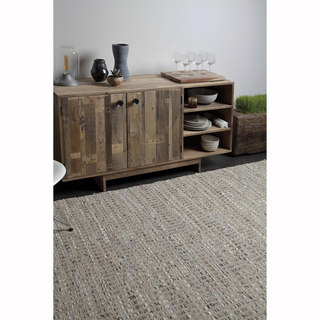 Artist's Loom Flatweave Contemporary Solid Pattern Cotton/Jute Rug (5'x7'6")