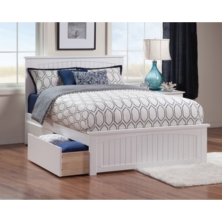 Nantucket Queen Bed with Matching Foot Board with 2 Urban Bed Drawers in White