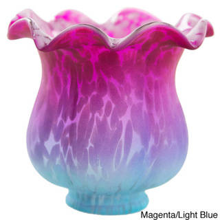 River of Goods Tulip Lily Purple/Light Blue Frosted Glass Hand-painted Replacement Shade