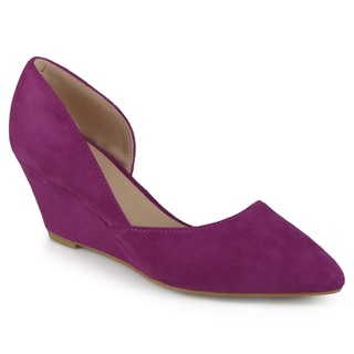 Journee Collection Women's 'Lenox' Faux Suede D'orsay Pointed Toe Wedges