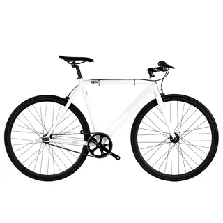 6KU White and Black Aluminum Single-speed Fixie Urban Track Bike