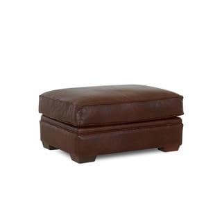 Klaussner Furniture Homestead Brown Leather Ottoman