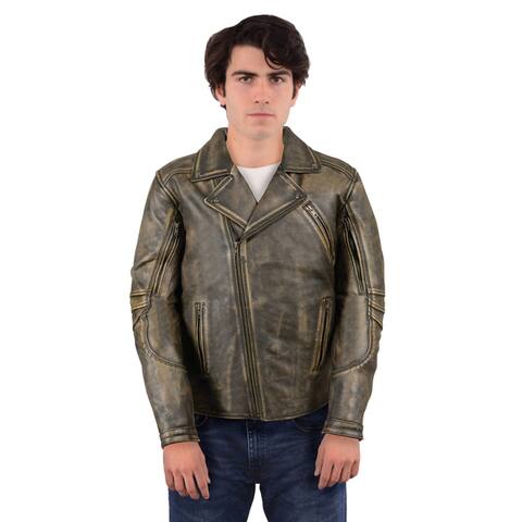 Men's Leather Triple-stitch Biker Jacket