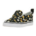 Vans Toddlers' Classic Slip-on V Black and True White Canvas Daisy Skate Shoes