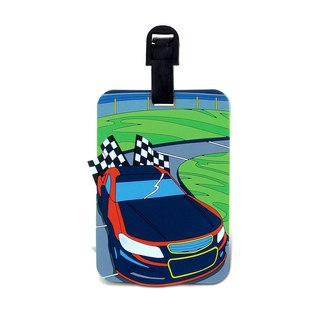 Puzzled Multicolored Plastic Race Car Luggage Tag