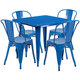 31.5-inch Square Metal Indoor Table Set with 4 Stack Chairs