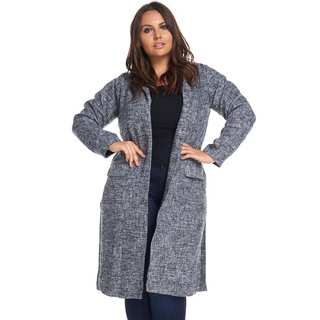Hadari Women's Plus Size Trendy Winter Warm Black Wool Coat Jacket