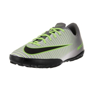 Nike Kids' Jr Mercurial Vapor XI Pure Platinum, Black, Ghost Green, and Clear Jade Synthetic Turf Soccer Shoes