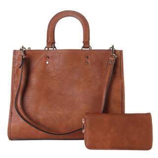 Rimen & Co. Faux Leather Large Top Handle Tote Bag and Wallet (2-piece Set)