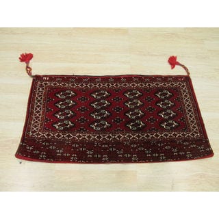 Hand-knotted Wool Red Traditional Oriental Khorjin Bokhara Saddlebag Rug (2'1 x 4')