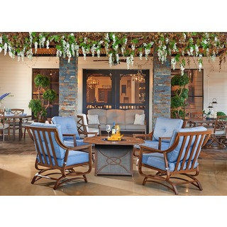 Trisha Yearwood Outdoor Firepit and 4 Demo Denim Stationary Chairs