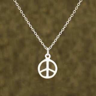 Jewelry by Dawn Small Peace Sign Sterling Silver Cable Chain Necklace