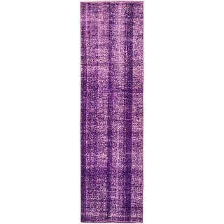ecarpetgallery Hand-Knotted Anatolian Overdyed Purple Wool Rug (2'11 x 10'6)