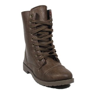 Blue Women's Millie-6 Brown Faux Leather Mid-calf Military-style Lace-up Boots