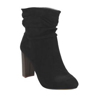 Liliana GF50 Women's Stacked High Heel Pull-on Slouch Faux Suede Ankle Booties