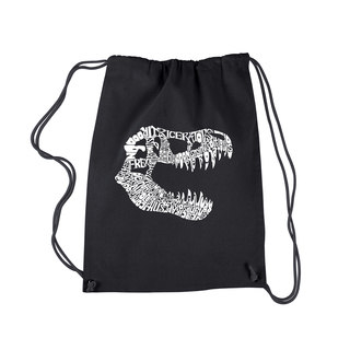 LA Pop Art Black Cotton 'T-Rex' Drawstring Backpack