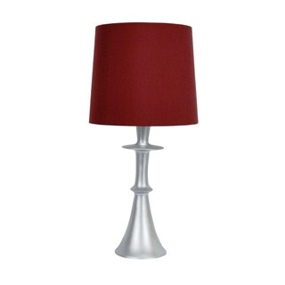 15 inch Modern Silver Resin Table Lamp w/Red Shade