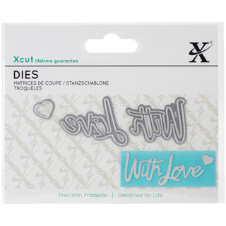 Xcut Mini Decorative Dies 3/Pkg-With Love Sentiment