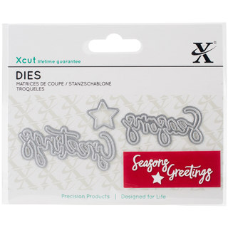 Xcut Mini Decorative Dies 3/Pkg-Seasons' Greetings Sentiment