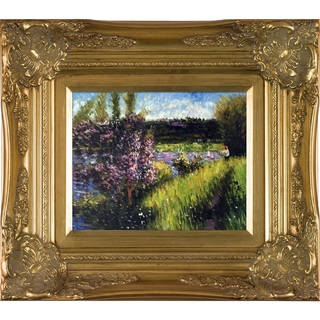 Pierre-Auguste Renoir 'The Seine at Chatou' Hand Painted Framed Oil Reproduction on Canvas