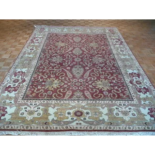 Red Wool Hand-knotted Oushak Oriental Rug (9' x 11'9)