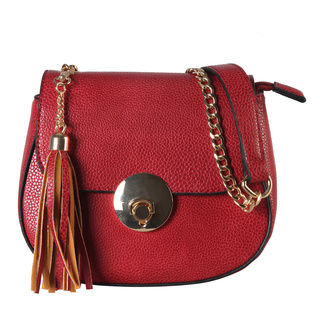 Diophy Faux-leather Saddle-style Tassled Chain Strap Mini Cross Body Handbag