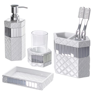 Quilted Mirror 4-piece Bathroom Accessory Set