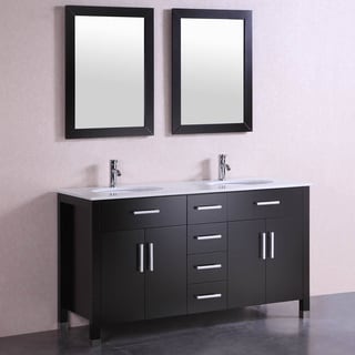 60 inch Belvedere Modern Espresso Double Sink Freestanding Bathroom Vanity