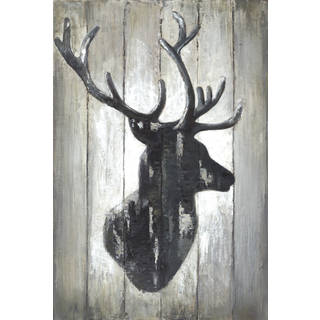 Hobbitholeco. 'Deer Face Horns I' 24-inch x 36-inch Wrapped Canvas Art