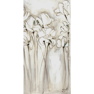 Hobbitholeco 'Flower Sketch IV' 8.5 x 18.5-inch White/ Grey Canvas Wall Art