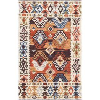 ecarpetgallery Antalya Brown, Ivory Wool Kilim (5'0 x 8'0)